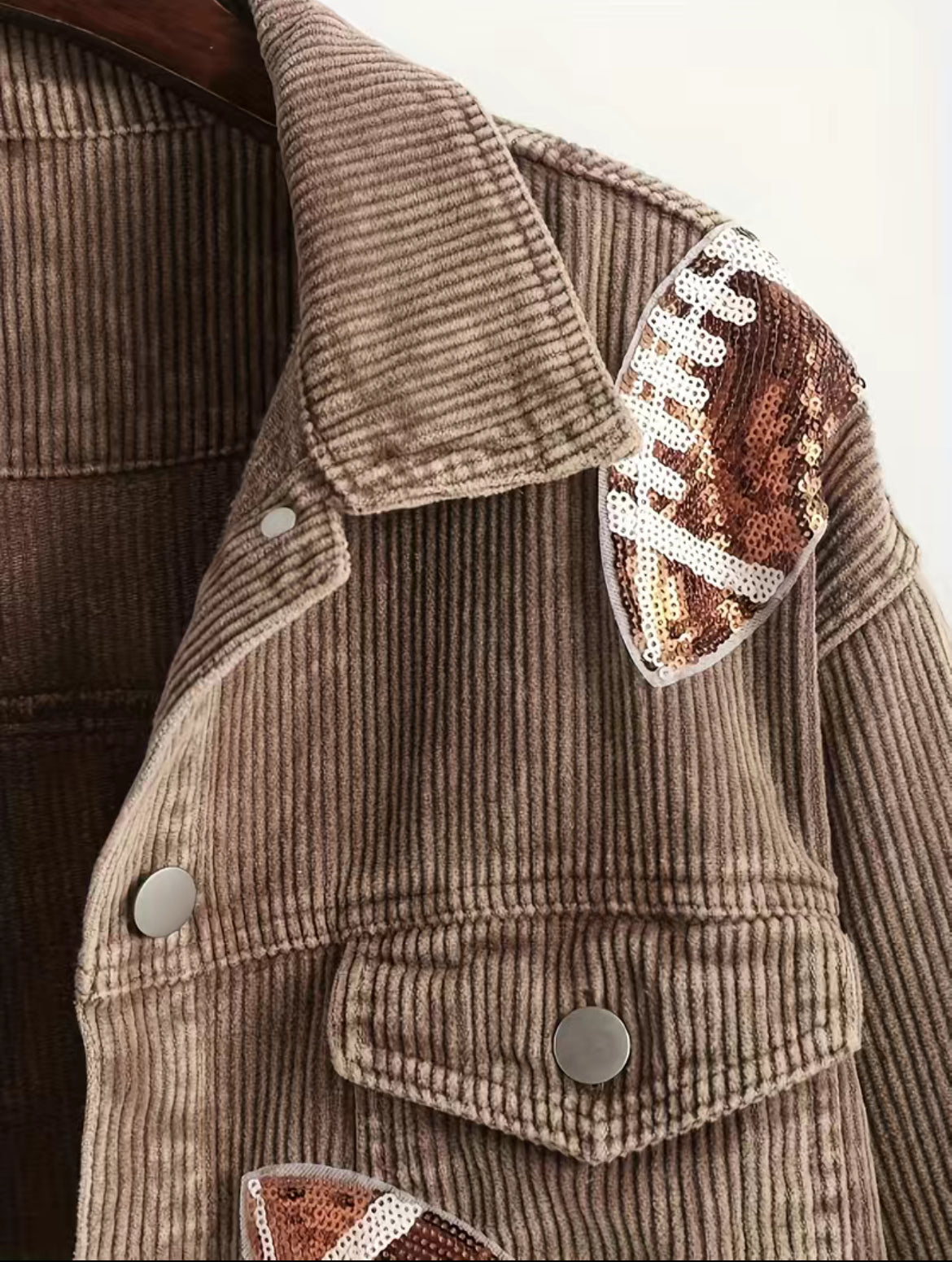 Distressed Corduroy Football Jacket