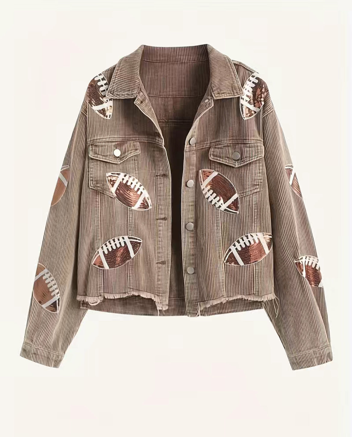 Distressed Corduroy Football Jacket