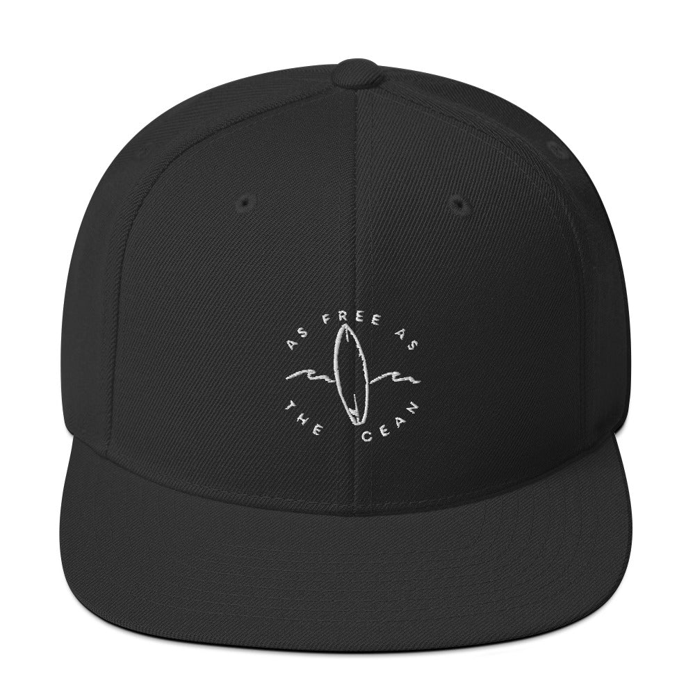As Free As The Ocean Hand Embroidered Snapback Hat