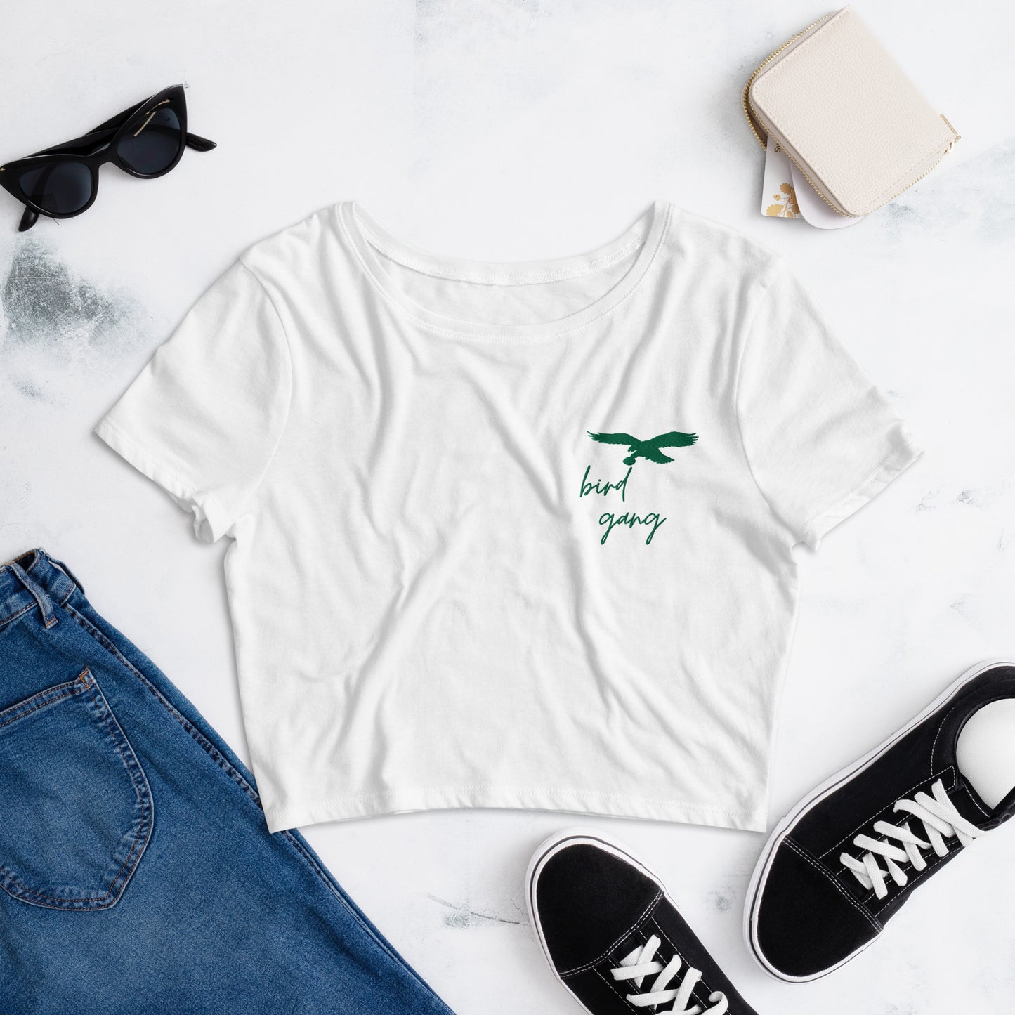 Bird Gang Hand Embroidered Crop