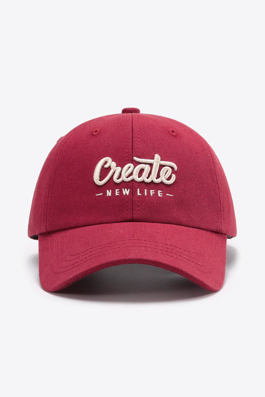 CREATE NEW LIFE Embroidered Baseball Hat