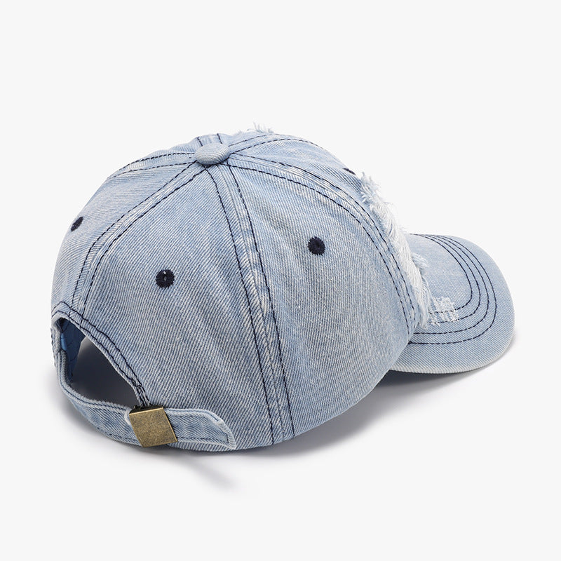 Distressed Denim Baseball Cap