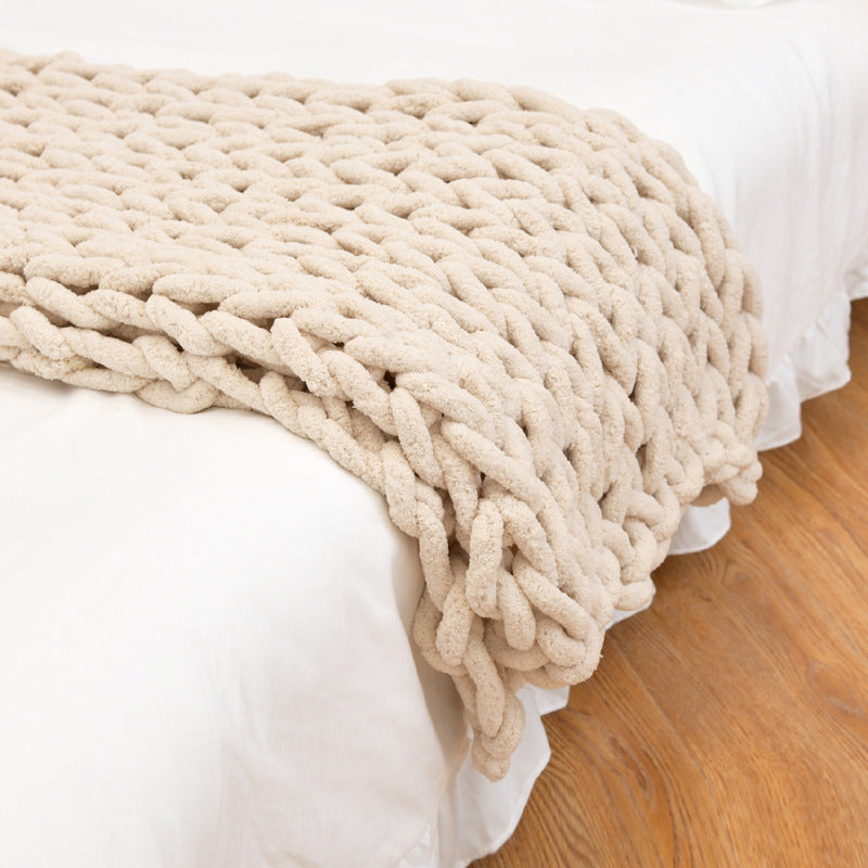Ashley Hand-Knit Chenille Knitted Blanket